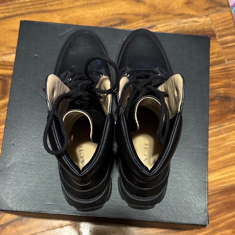 Coach Royce Sig Black Monogram Combat Boots - Picture 13 of 16